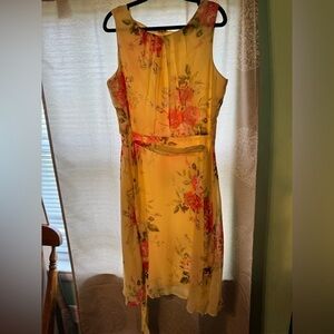 R&K Women’s Yellow Floral Spring/ Summer Elegant Dress Size 16 Fast Shipping